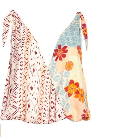 NEW: Free People Tied to You Print Surplice Tank in Tropical Combo - Picture 5 of 5
